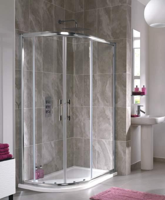 ES400 Quadrant The quadrant enclosure provides a distinctive and welcoming corner shape and creates a good size showering area without