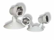 FINISH: Mist White (-M), Black (-B) MONTING: Surface (wall or ceiling) direct 4 octagonal or single-gang box DIMENSIONS: 5" diameter base, 5-9/16" height (single head) LAMPS: Wedge base incandescent
