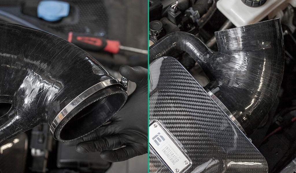 Loosely place the included 90-110mm hose clamp onto the airbox end of airbox