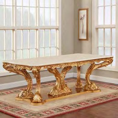 34 D x 88 H Dining Room Set Available in Marble & Wood Top Choice of 80 or 96 Lenght Finish,