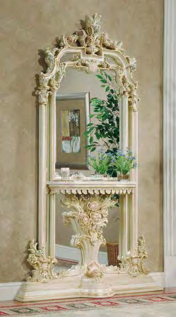& MIRROR CONSOLE CONSOLE CURIO Finish, Ivory Decorated - MD