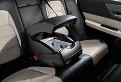 With a leather-covered top, it is held in place by the centre seat belt and powered from the rear auxiliary socket.