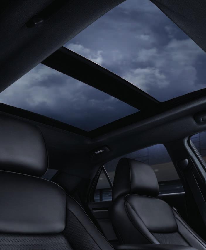 An interior shade matches the headliner in both colour and material. The system is activated via switches in the overhead console. rear power sun shade.