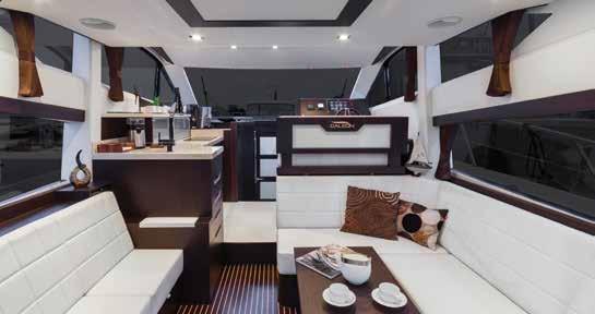 The Galeon 420 FLY has a sensational presence with stunning styling that is as contemporary as it is pleasing. The spacious flybridge is ideal for entertaing family and friends.