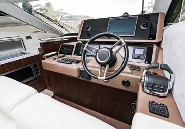 The single pane windshield and large sweeping windows provide awe inspiring views from the saloon and galley as well as providing 360-degree sight-lines from the helm.