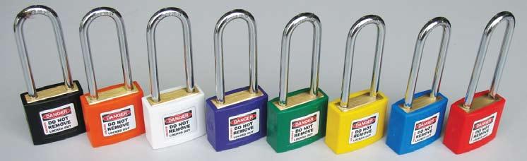 Lockout Padlocks Economy Series Safety Lockout Padlock - Keyed Differently Only - Coloured SLP-150 series 30mm Brass Padlock with Coloured Plastic Sleeves 50mm long Hardened Steel Shackle Choose