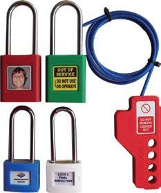 Safety Lockout Padlocks with Plastic Housing and Stainless Steel Shackle Safety Lockout Padlock - Plastic Coloured Housing 40mm Plastic/Stainless Steel Padlock with Colour Coding 50mm long x 5mm