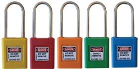 Different - Single Pack YELLOW Lockout Padlock Plastic Housing SS Shackle - Keyed Different - Single Pack RED Lockout Padlock Plastic Housing SS Shackle - Keyed Alike - Single Pack BLUE Lockout