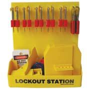 Lockout Station - Medium with Valve Lockouts - 10 Padlocks LST-4 LST-4 Lockout Station contains: 10 x Lockout Padlocks 25 x SDT-1 Do Not Operate Tags 25 x SDT-2 Out Of Service Tags 2 x SLH-30 Lockout