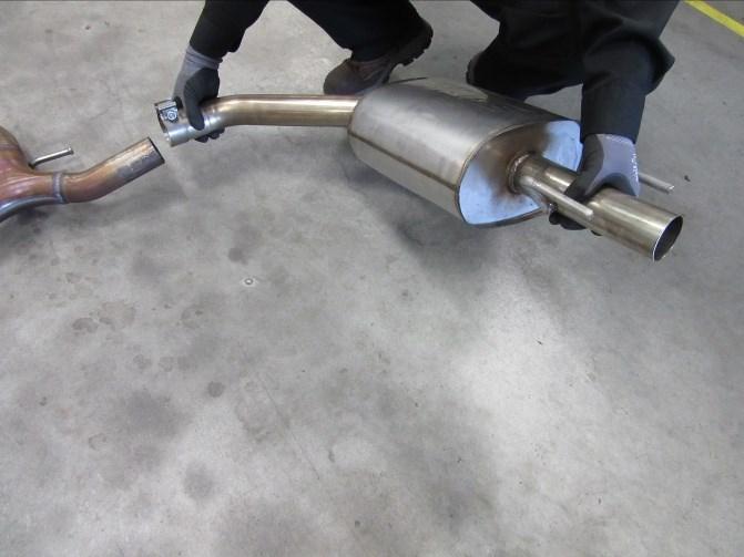 Borla Performance Axle Back Exhaust System Installation 9 1. Orient components on floor referencing page-2 drawing. 2.