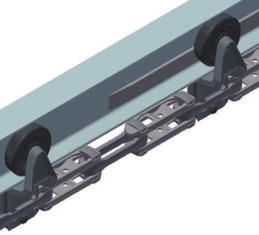 GIS system Description For monorail forged-chain conveyors, the GIS (Grease Injection System) lubrication system injects grease inside the trolley rollers through the original greaser while the