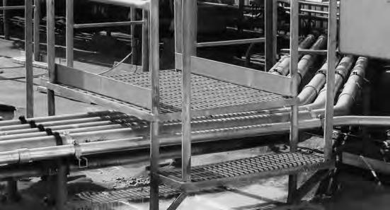 See stock list p. 48 GRIP STRT plank serves as an excellent, non-slip step and platform assembly over pipes at this industrial location. GRIP STRT is slip-resistant in all directions.