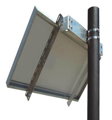 Pole mounts and panels are designed for wind loads to 90MPH.