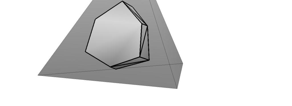 Observing that a single connected volume will be left after excluding those sub-cells which have already been built, we choose the mass center of the original tetrahedron as a new