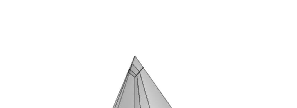 Figure 7: Second order partition of tetrahedron. the input points around. The smallest Lebesgue constants we found for the third and fourth order partitions are 6.8725 and 7.9940 respectively.