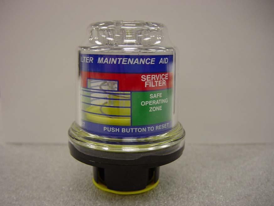 RED Zone YELLOW Indicator GREEN Zone YELLOW RESET Button Figure 2: FILTER MAINTENANCE AID YELLOW Indicator position relative to SAFE