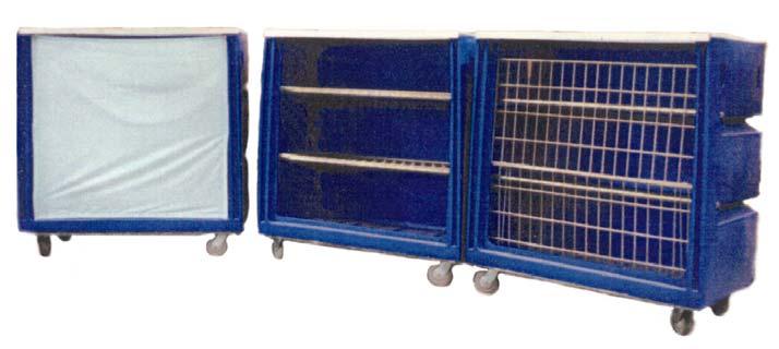 Diversified Plastics Bulk Delivery Exchange Carts Bulk Linen Exchange Carts by Diversified serve two purposes: Use as a clean linen shelf truck, then drop the shelves into the side wall position and