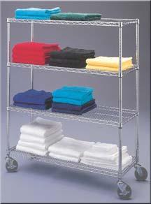 R&B Wire Products Wire Framed Linen Carts R&B Wire Framed Linen Carts All are 4 shelf units.