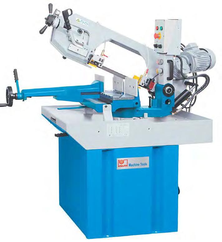 Versatile and powerful ual Miter Band Saws SBS 225 255 270 H rigid saw frame, one-piece cast-iron construction features a pressure gauge for exact saw blade tensioning longer tool life, lower costs
