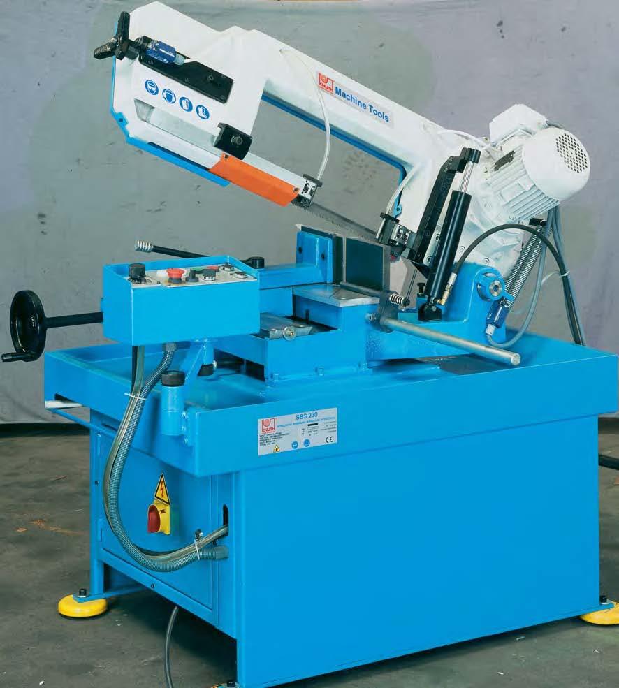 band speeds via 2-step motor Standard Equipment SBS 230: coolant system, quickaction vise, 2-step motor, 1 saw blade, material stop, band breakage control, operator manual SBS 230 shown SBS 330