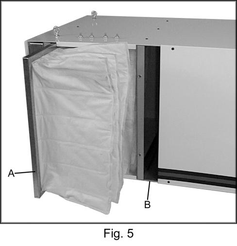 Accessory Filter: an additional charcoal filter, or electrostatic filter can be added to this empty slot (B, Fig.5).