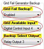 Digital Inputs Normal/Alternate AC Input Power Selector: Follow Backup Select Inhibit Export Input: Follow Backup Select Note: Low Batt Shut