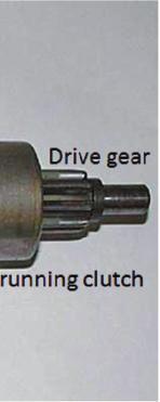 overrunning clutch. This allows the drive gear to be locked to the armature when driven one direction and to spin freely in the other direction as the engine starts.