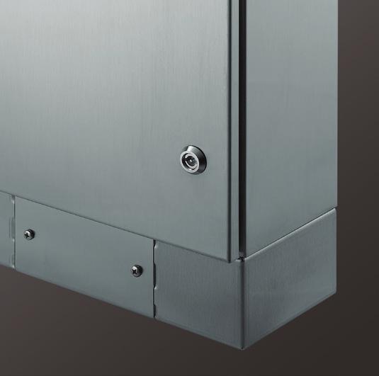 The SRX enclosures can be stacked using the special plinth kit with removable flanges. The plinth kit along with the flanges are made of 0.098" thick AISI 04 stainless steel.