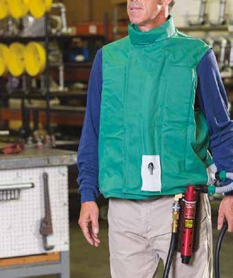 Torso & Torso Collar Cooling Systems Torso Cooling System Air distribution vest with sewn in air channels Personal air conditioner providing 6-17 CFM output Waist belt and 25 hose Multiple vest sizes
