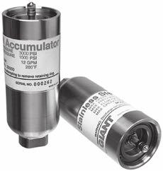 Pump Savers & Safety Devices Accessories Accumulators Model Construction Nominal Gas Inlet Fitting Weight List Price Number Materials Size Volume (MNPT) lbs. (kg) U. S. ($) 22185 316 S.S. 2.0 oz 4.