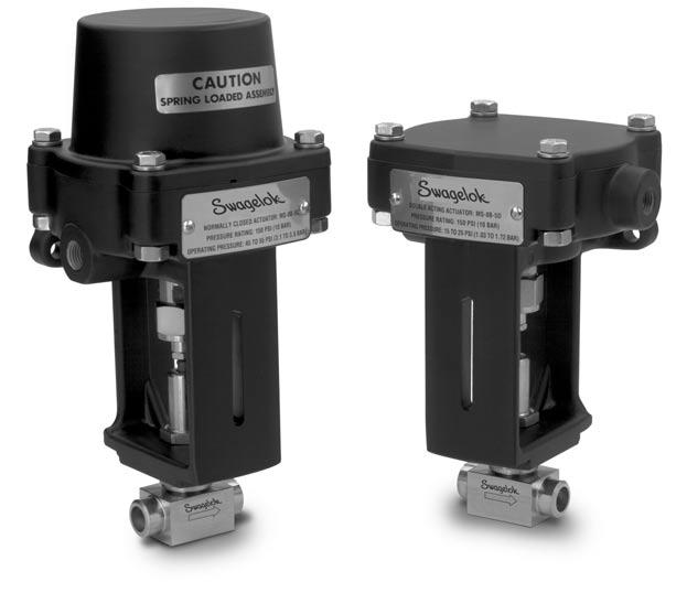8 B Bellows-Sealed s Pneumatic ctuators Features Reliable piston design for enhanced cycle life Low actuation pressures luminum and stainless steel components 1 5 ctuator 1 series actuator for BK