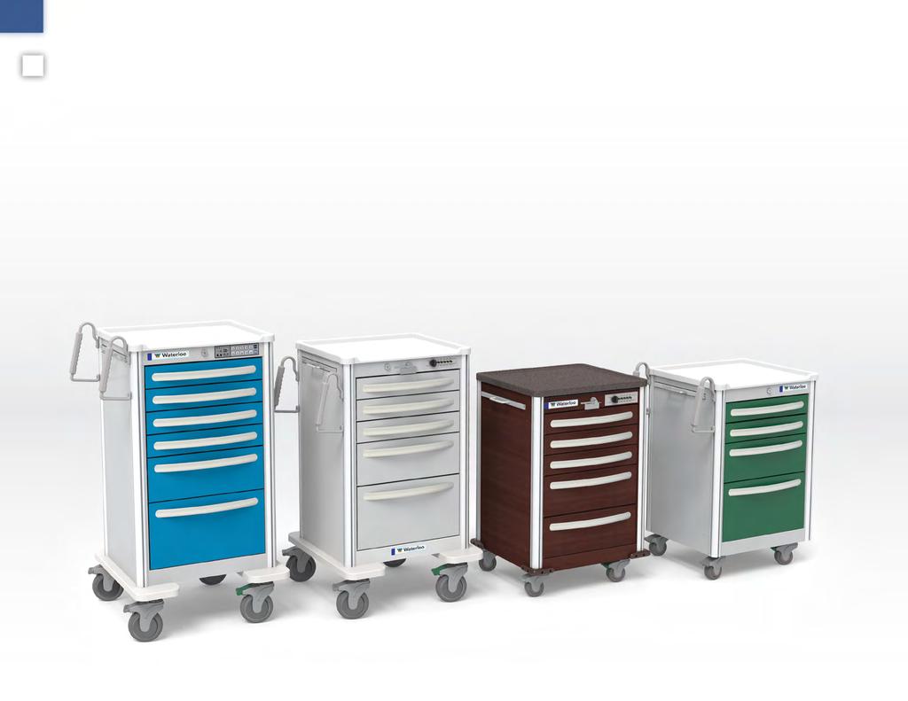 ELITE ALUMINUM BEDSIDE/NURSE SERVER CARTS Waterloo aluminum bedside carts are available in a wide variety of sizes and configurations.