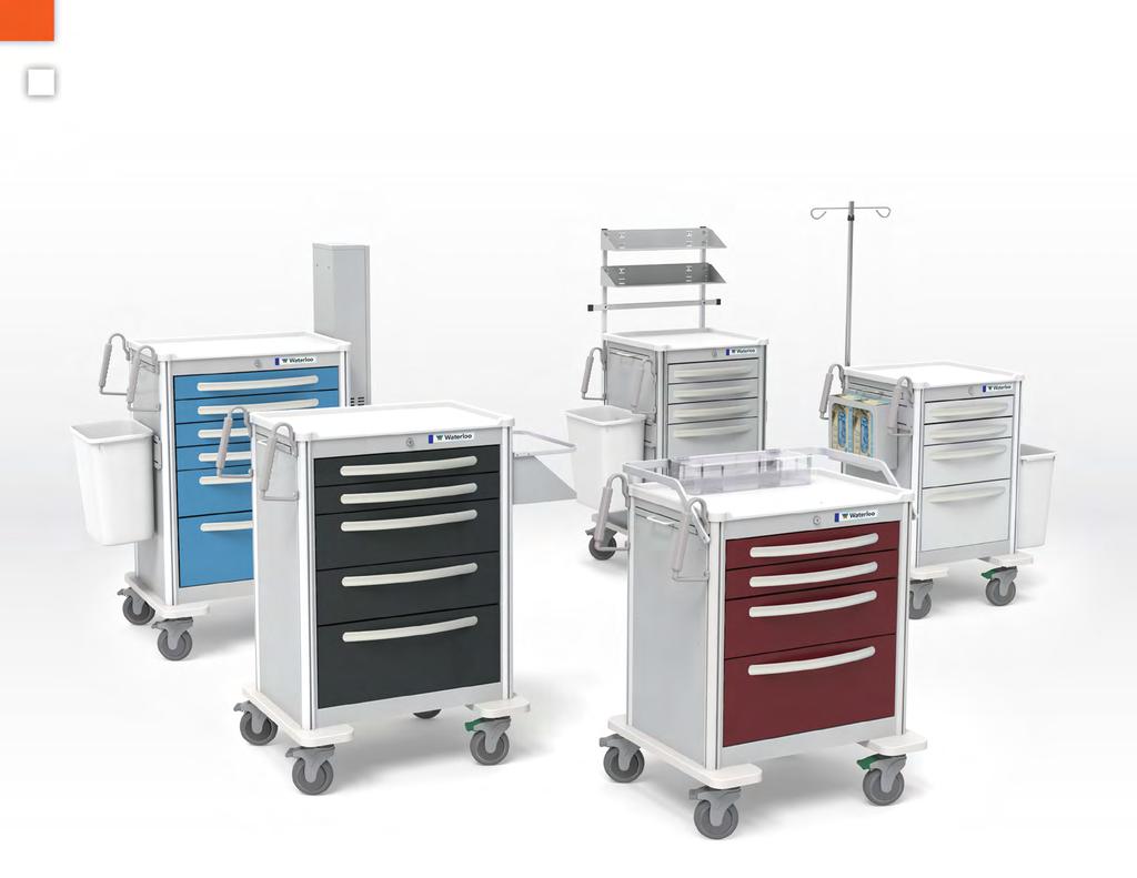 SPECIALTY CARTS CUSTOM CONFIGURED CARTS Waterloo carts can be outfitted with accessories to match your specific specialty. Looking for a Difficult airway cart?