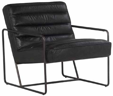 OCCASIONAL CHAIR Iron frame Leather upholstery ebony black