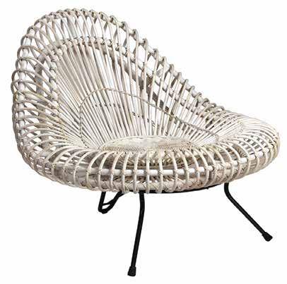 PAYNE OCCASSIONAL CHAIR Bent rattan on black steel