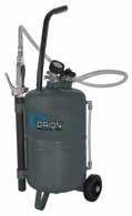 2 Mobile Oil Dispensers Mobile Oil Dispenser Air operated oil dispenser, comprising of a steel container with G2 (f) pump mounting thread, fitted with a compressed air connection and pressure gauge,