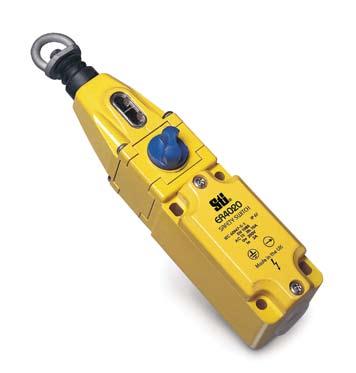C R US Conforms to EN418, EN292, EN0947-5-1, EN50041, BS504, ISO1850 UL and C-UL listed ER4020 Compact Rope-Activated Emergency Stop Switch Compact size allows this switch to be used on smaller
