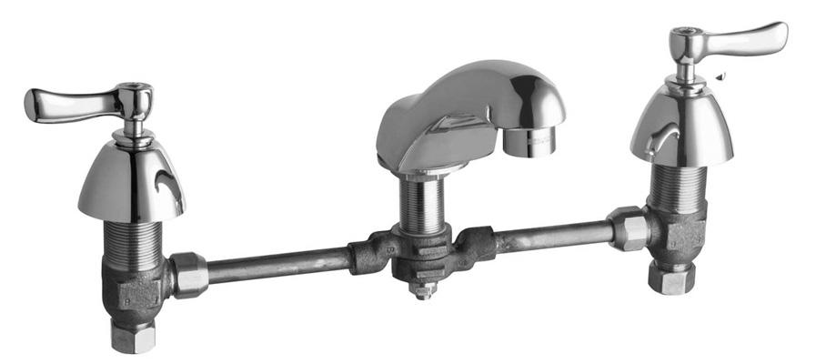 Includes standard 1/2 NPSM coupling nut for 3/8 or 1/2 flexible riser. All faucets have vandal-resistant aerators and handles. All faucets are brass with a polished chrome plated finish.