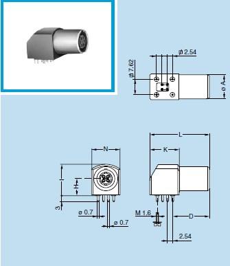 Model (EPG). Series (00 1B). Key (G). Elbow (90 ) receptacle for printed circuit, solder or screw fixing EPG.00.302.HLN EPG.00.303.HLN EPG.00.304.HLN EPG.0B.302.HLN EPG.0B.303.HLN EPG.0B.304.HLN EPG.0B.305.