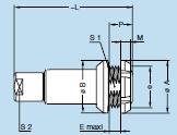 Contacts, Fixed Receptacle, nut fixing, cable collet Model Series L M A B E e S1 S2 S3 PKG 0K 34 4 18 19.5 6 M14x1.0 12.5 8 17 PKG 1K 45 4.5 20 21.5 9 M16x1.0 14.5 9 19 PKG 2K 54 5 25 27.