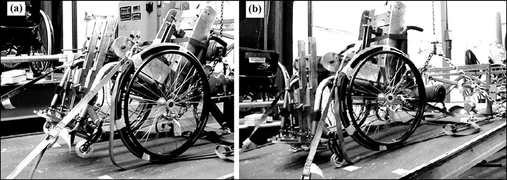 1254 JRRD, Volume 45, Number 9, 2008 Figure 2. Rearward stability test with wheelchair in least stable configuration and rear wheels locked.