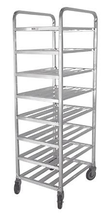 APR-AU-69 BUS TUB/MARINADE RACKS THIS UNIT HOLDS BUS TUBS BY THE BOTTOM; TUBS WILL NOT FALL THROUGH LIKE A RUNNER CART HOLDS ALL TYPES OF TUBS AND CONTAINERS INCLUDING MEAT LUGS THE UNIT IS GREAT FOR