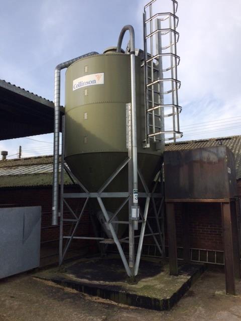 FOR SALE PRIVATELY 2006/7 Collinson 14 tonne bulk feed silo With access ladder and safety hatch Situated near Blandford Buyer to remove Please contact Marcus Williams 07802 581400 or Simon Whaley SCA