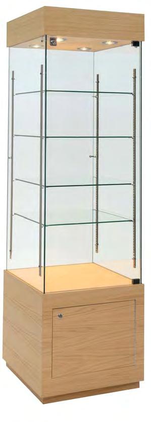 SQUARES Elegantly proportioned square glass showcases, both static and rotary, designed to make the most of your merchandise.