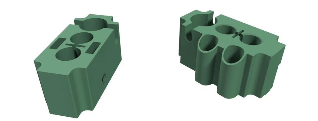 2. Use Four different Motor Attachment Blocks were designed (see Fig. 2.1) a Standard Block, a Mid 2-wide C-Channel Block, and Left and Right Flange Blocks.