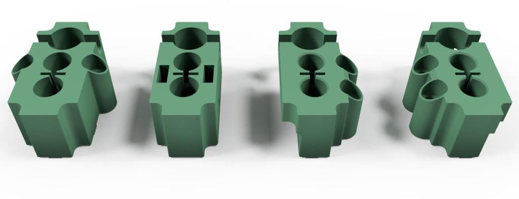 The Mid 2-wide C-Channel Block is designed to align a motor with the middle row of a 2-wide C-Channel.