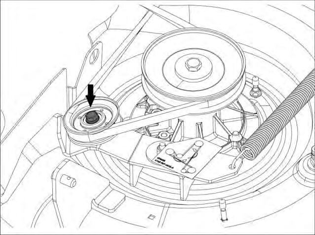 Disassemble the V-belt cover (see 4.3.3 Replacing V-belt mowing implement).