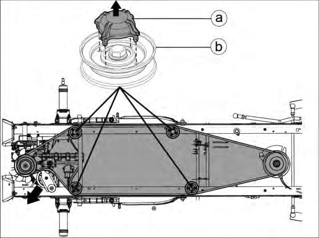 2 Removing the propulsion belt with 23-in chassis Detach the spring of the