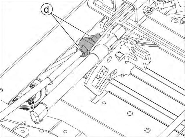 Adjusting the accelerator pedal (125) Release the nuts (d) on the pedal linkage and adjust the