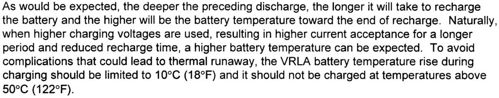 10 9 (/) 8 D- E f- () (/) 0 7 6 5 4 3 2 40 50 60 70 80 90 Depth of Discharge (DOD) in % Note: Current Limited to CI 5 FIGURE 14: VRLA Battery Temperature Rise vs.